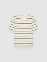 %Pto% Camiseta de rayas cuello redondo crudo vista frontal
