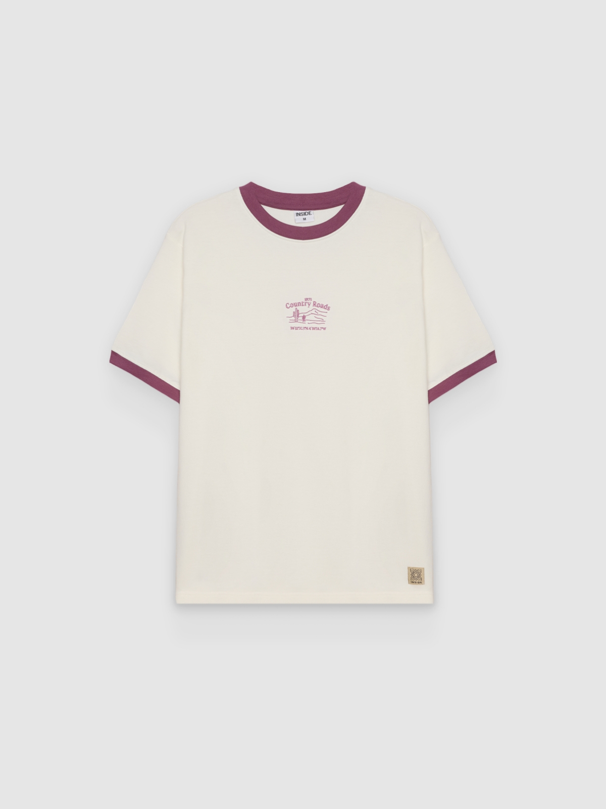 %Pto% Embroidered country roads T-shirt raw front view