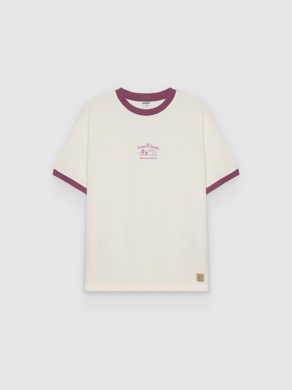  Camiseta bordada country roads crua vista frontal