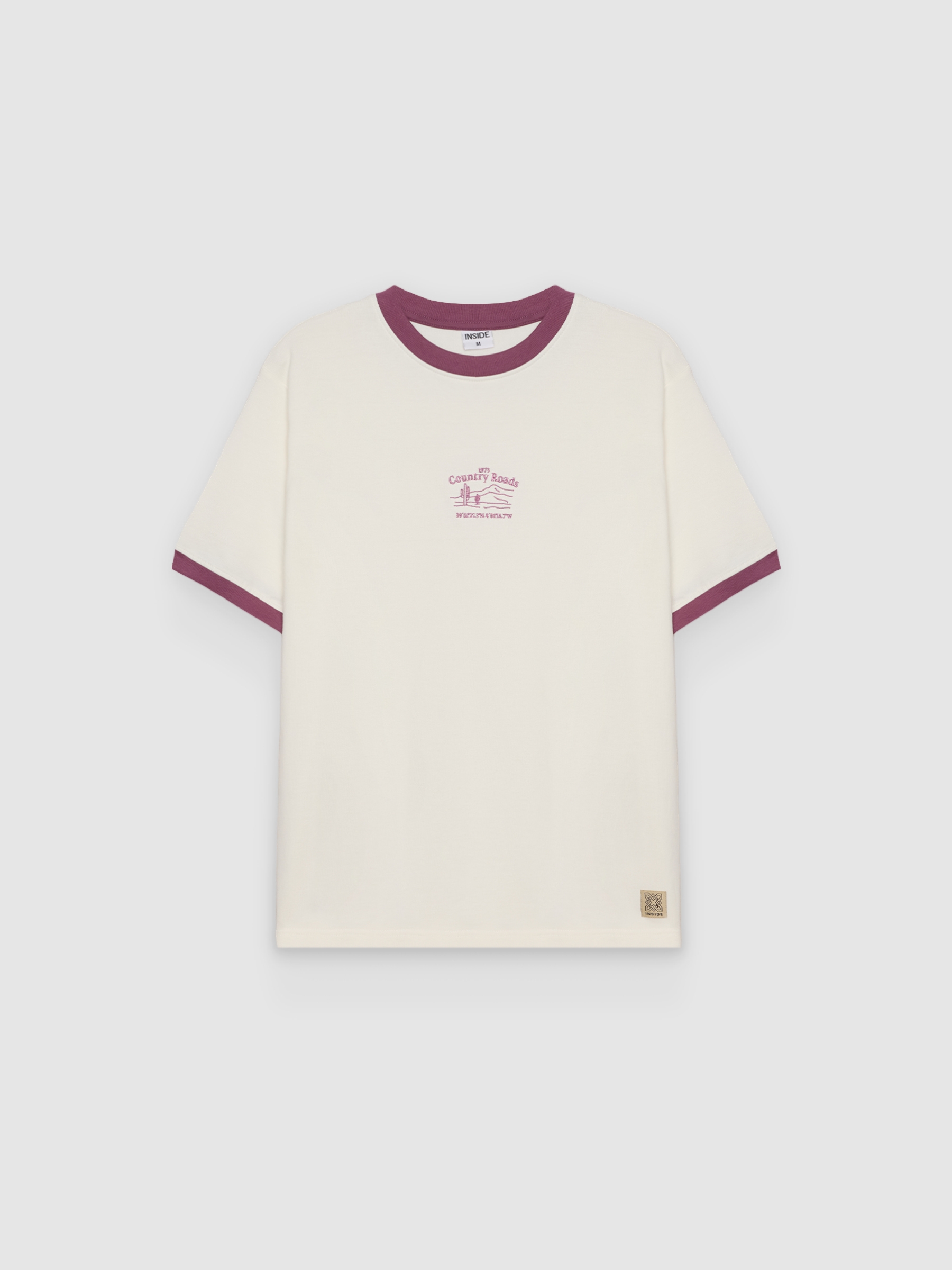 %Pto% Embroidered country roads T-shirt raw front view