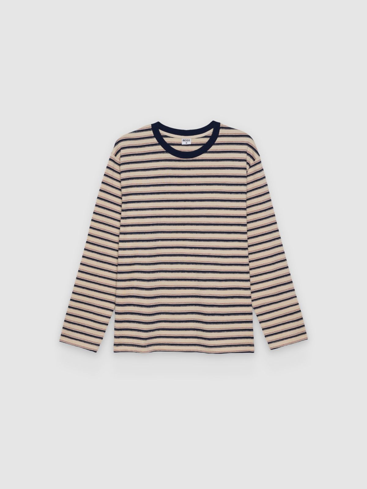 %Pto% Camiseta jacquard de rayas crudo vista frontal