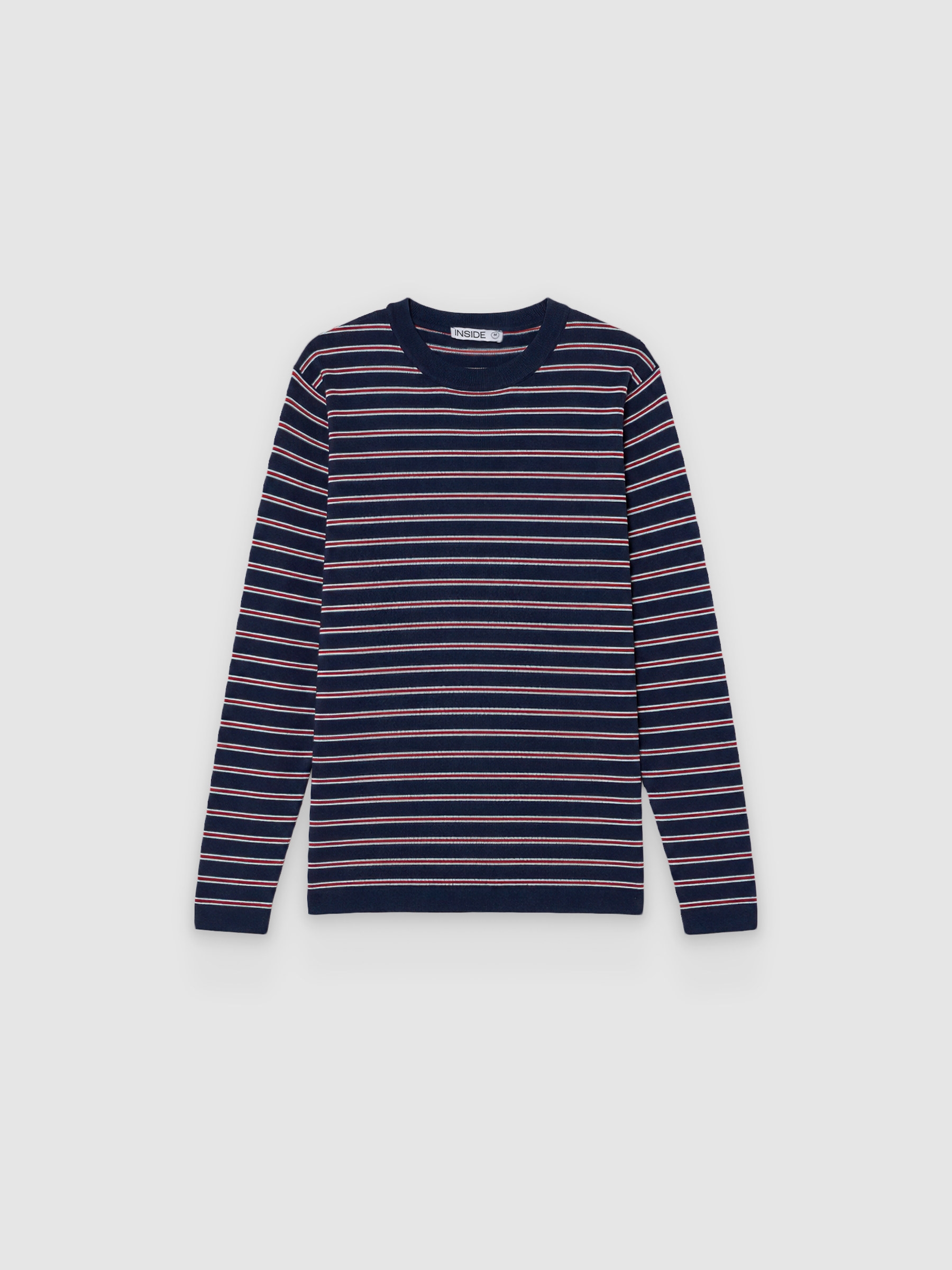  Regular striped knit sweater navy front view