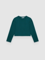 %Pto% Basic cotton long-sleeve T-shirt emerald front view