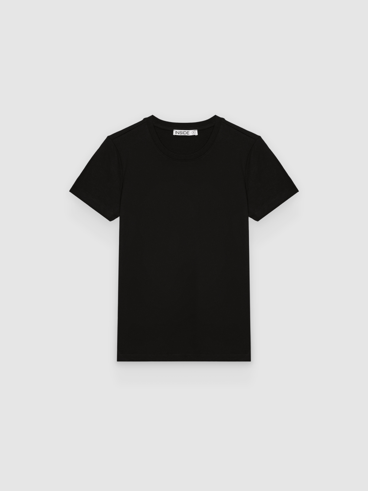%Pto% Basic cotton regular t-shirt black front view