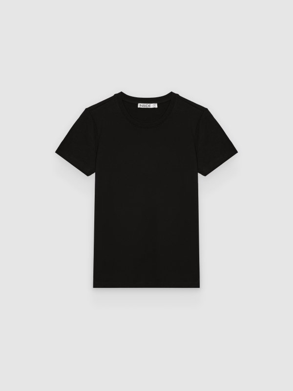 Camiseta básica de algodão regular preto vista frontal