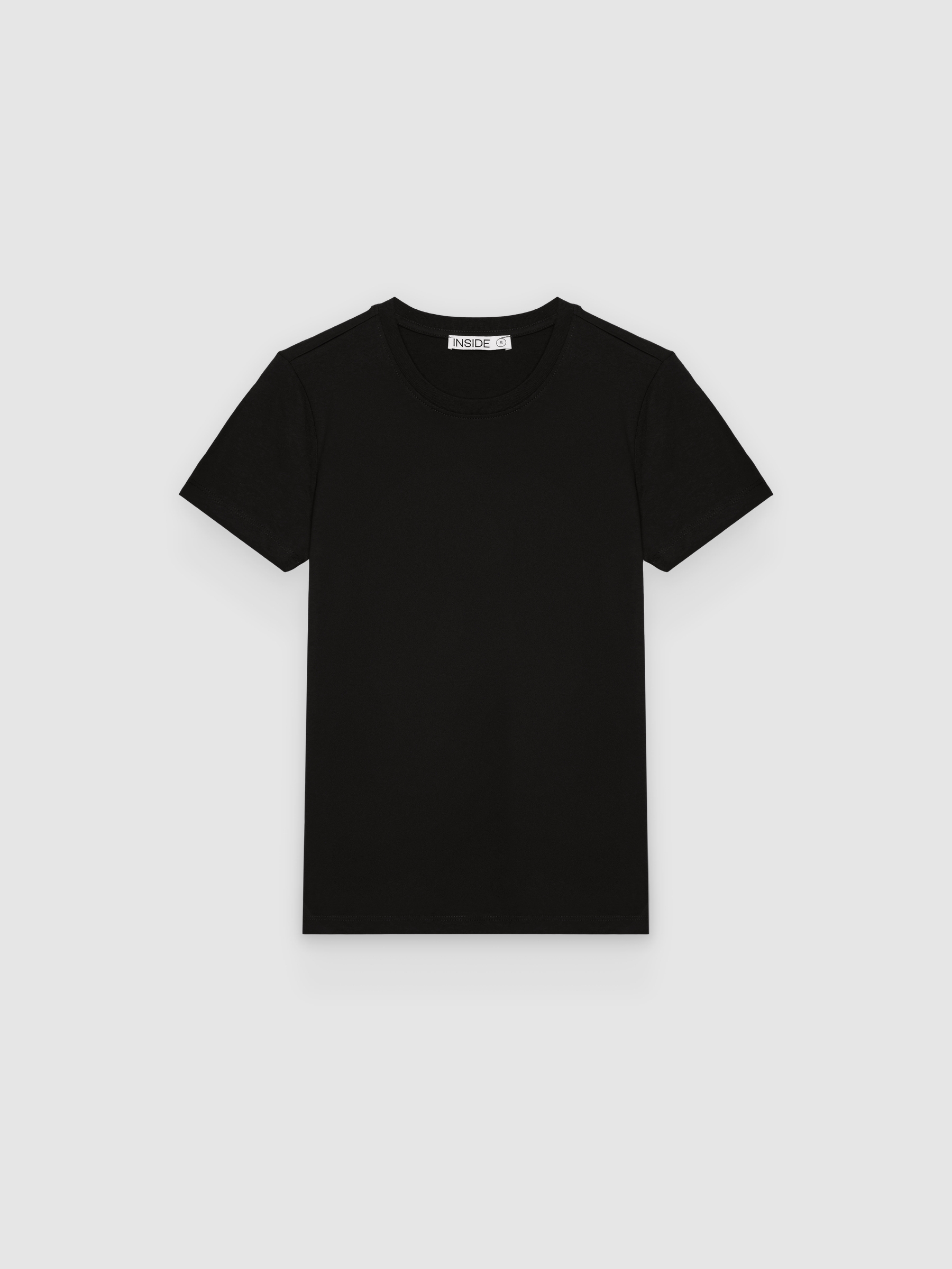 Camiseta básica algodón regular negro vista media frontal