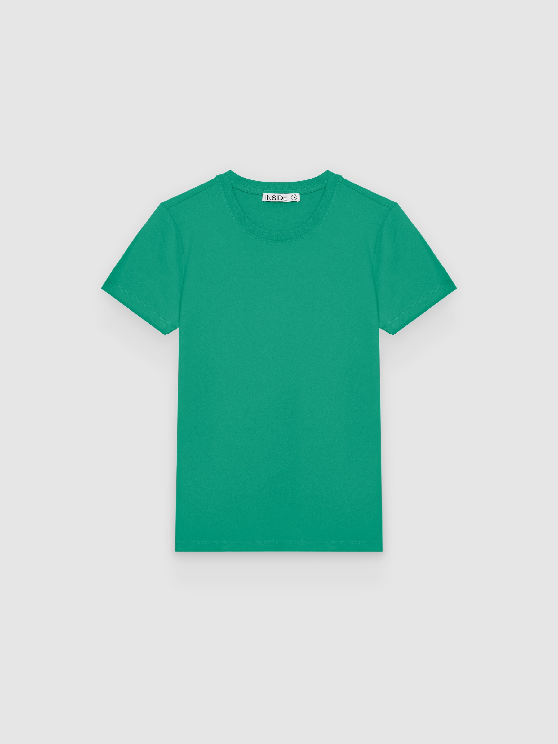 Basic cotton regular t-shirt green middle front view