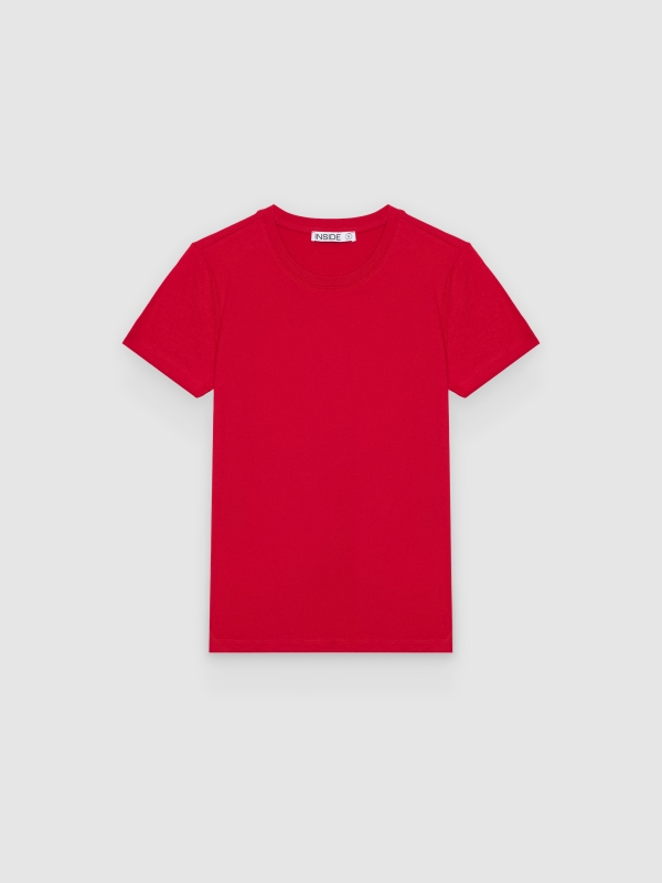  Camiseta básica de algodão regular carmim vista frontal