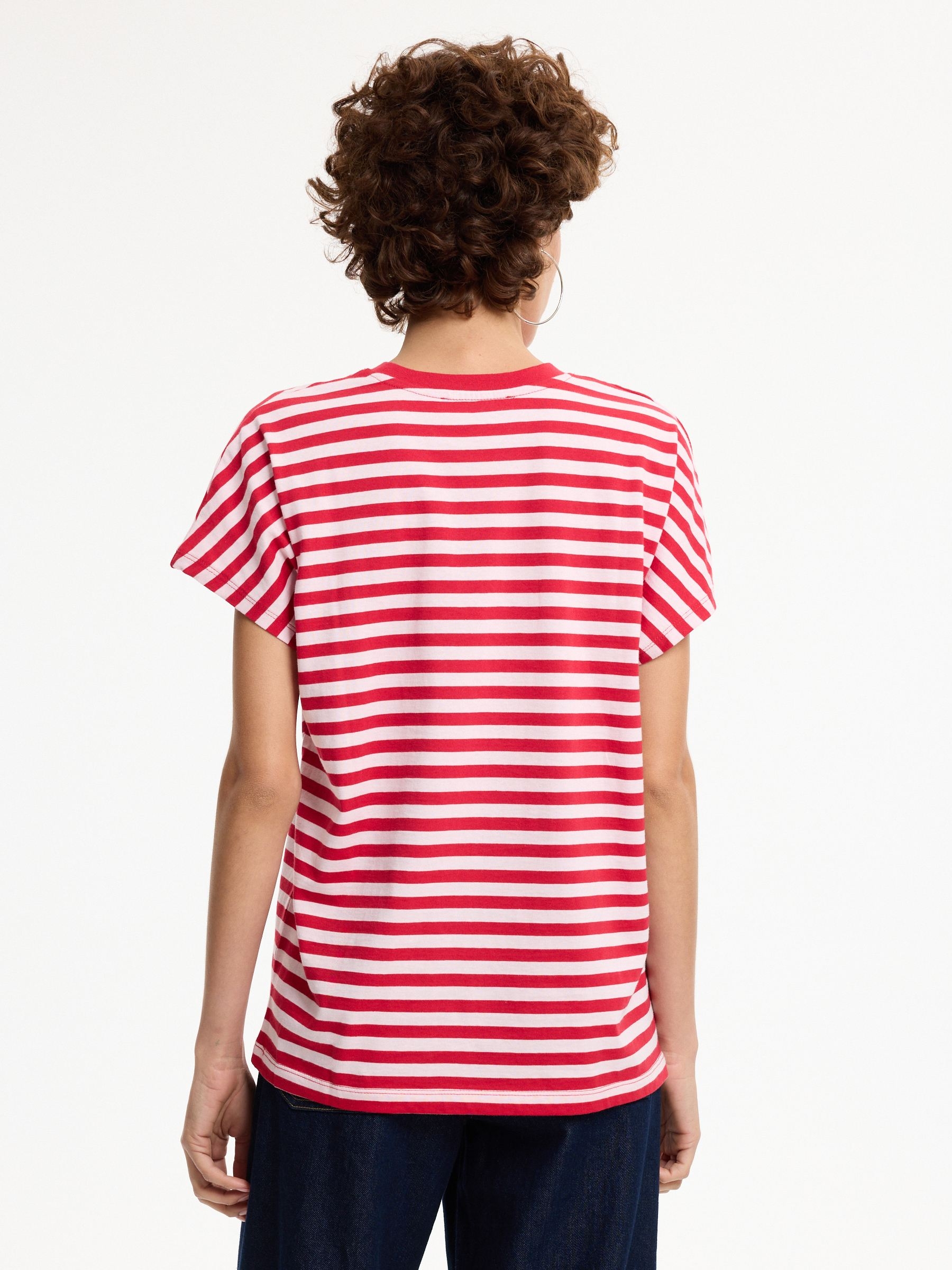 Oversized striped T-shirt carmine middle front view