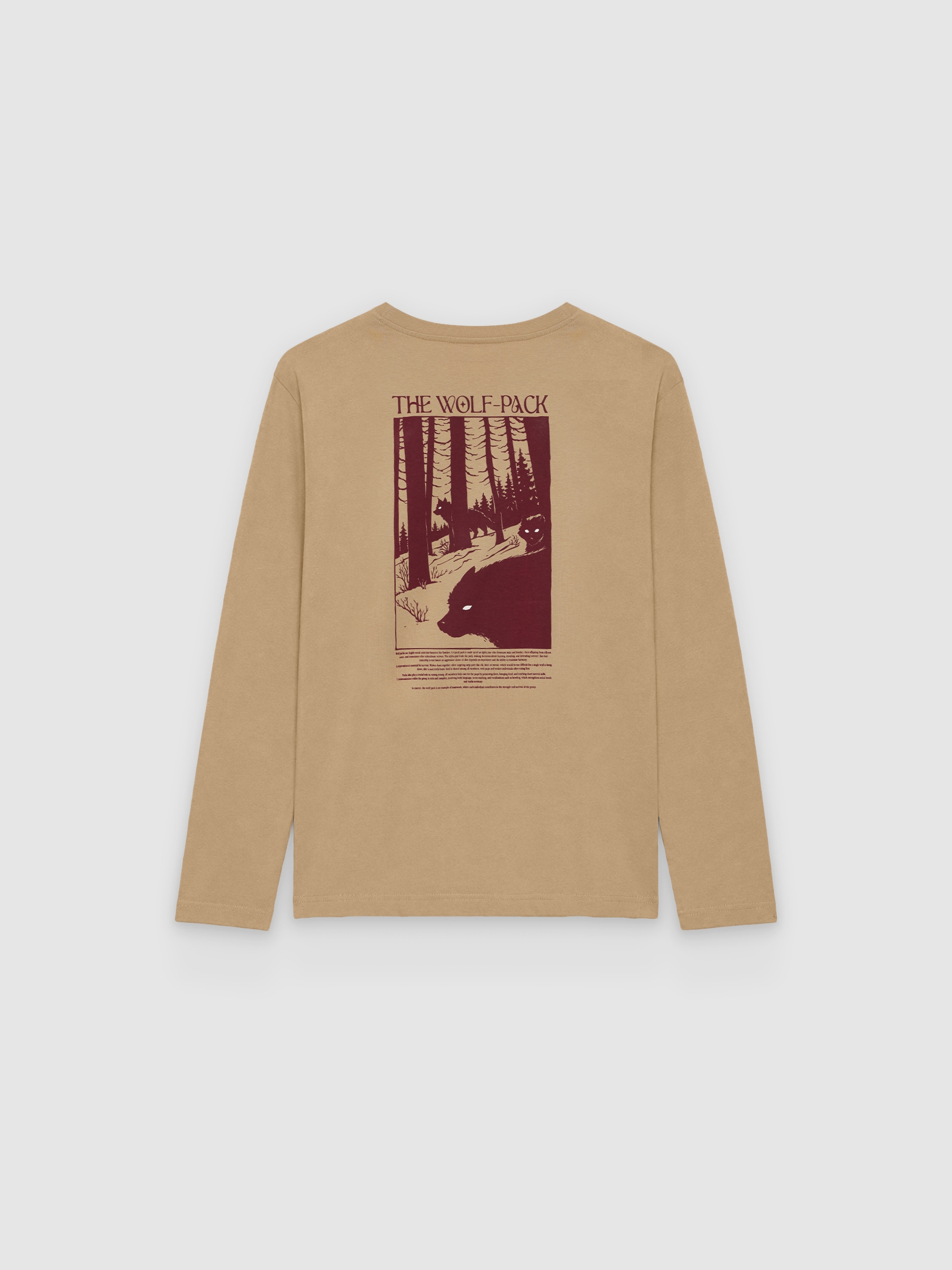  Camiseta wolfs manga larga beige vista frontal