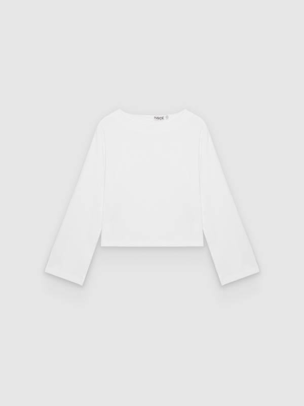  Camiseta básica cuello barco blanco vista frontal