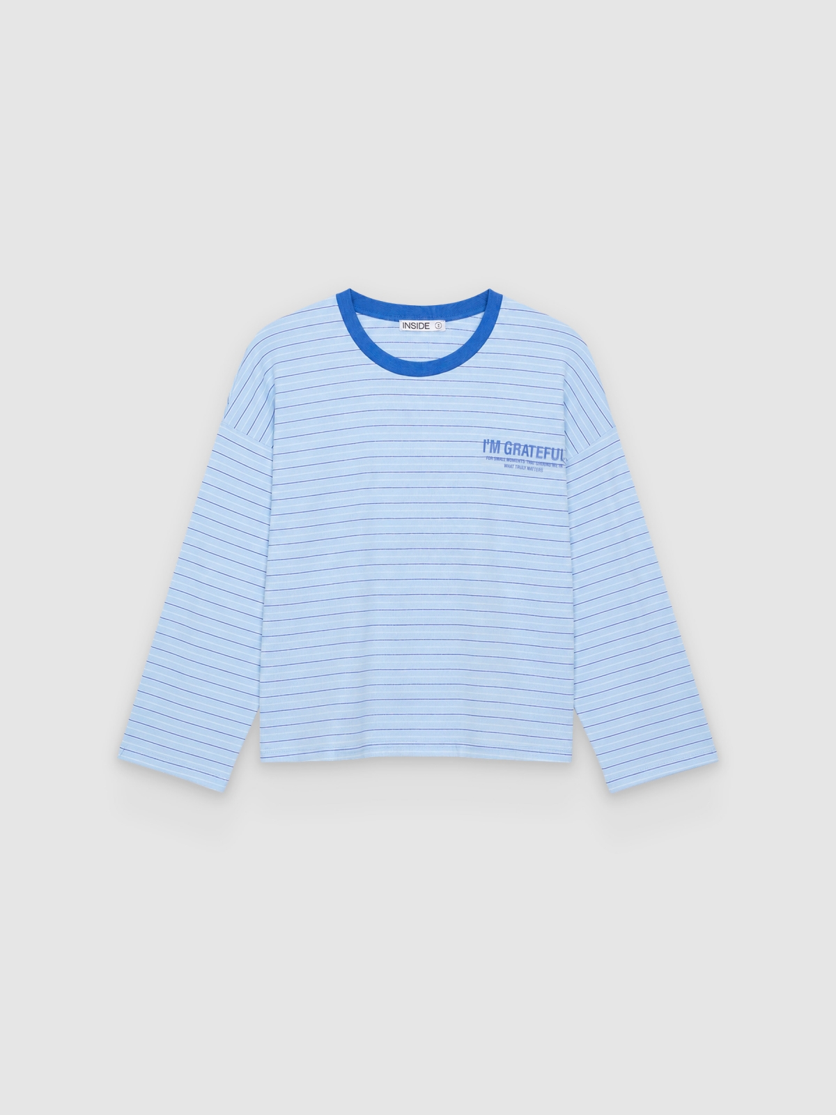 %Pto% Camiseta rayas algodón azul claro vista frontal