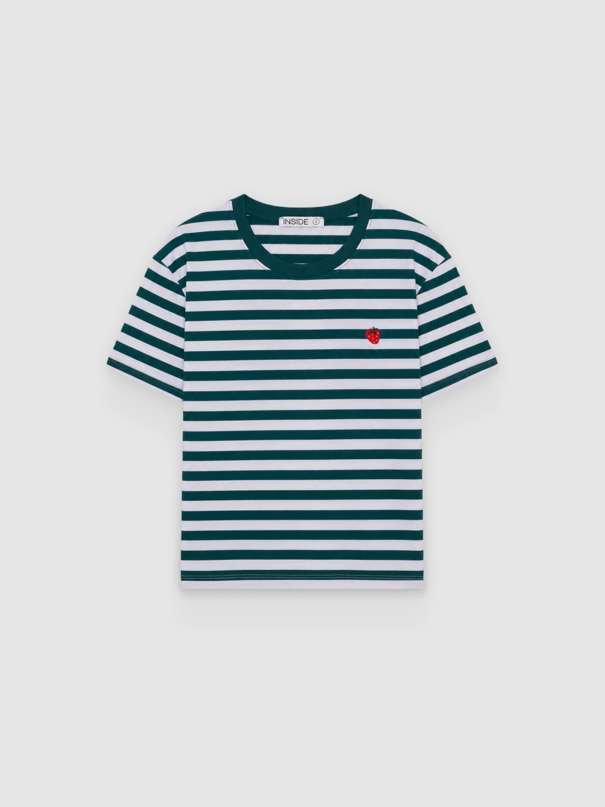 %Pto% Camiseta listrada oversized de algodão verde vista frontal
