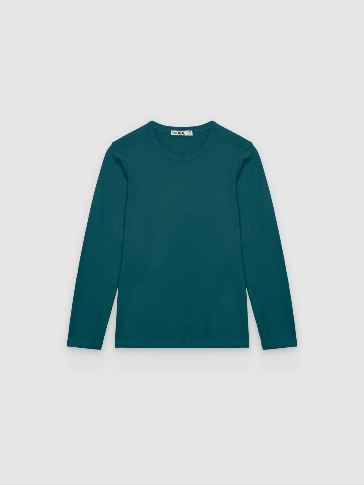 %Pto% Basic long-sleeve cotton T-shirt emerald front view