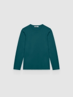 %Pto% Basic long-sleeve cotton T-shirt emerald front view
