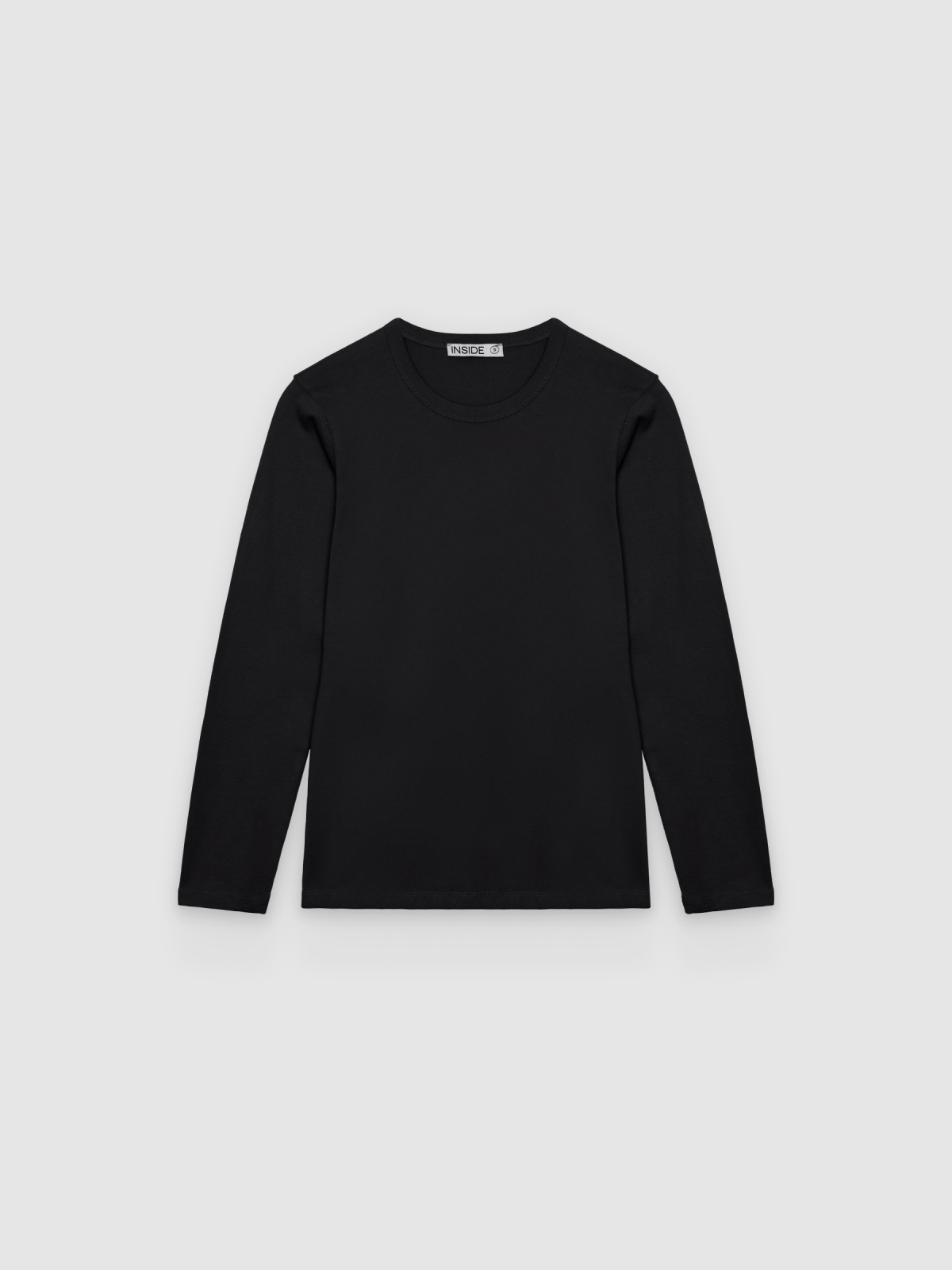 %Pto% Camiseta básica manga larga algodón negro vista frontal