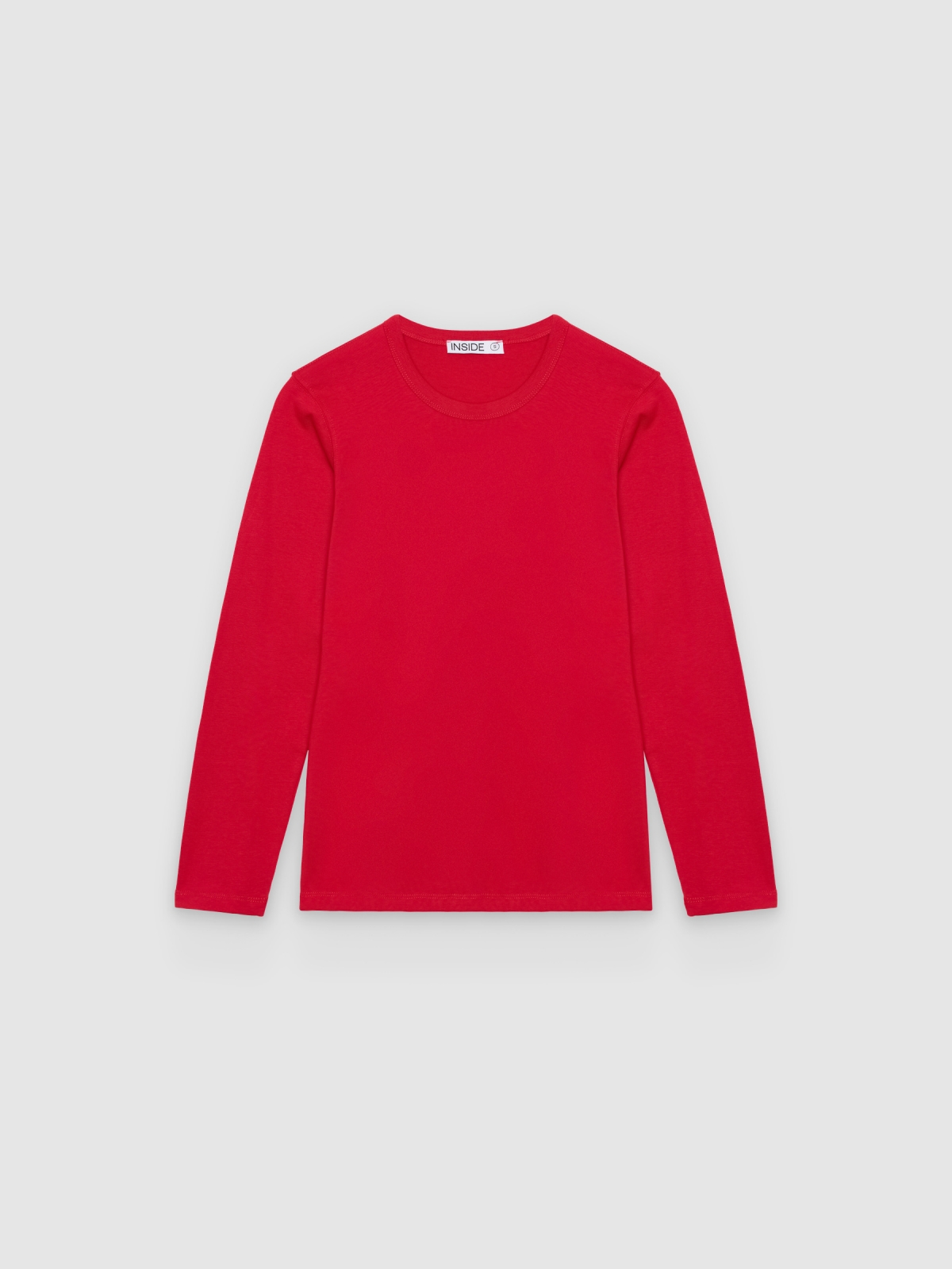 %Pto% Basic long-sleeve cotton T-shirt carmine front view
