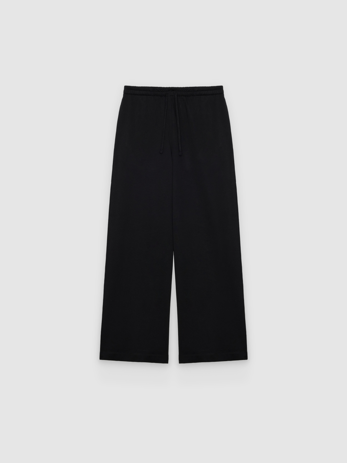 %Pto% Plain high-waisted fleece sweatpants black front view