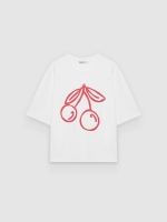 %Pto% Camiseta boxy cerejas branco vista frontal
