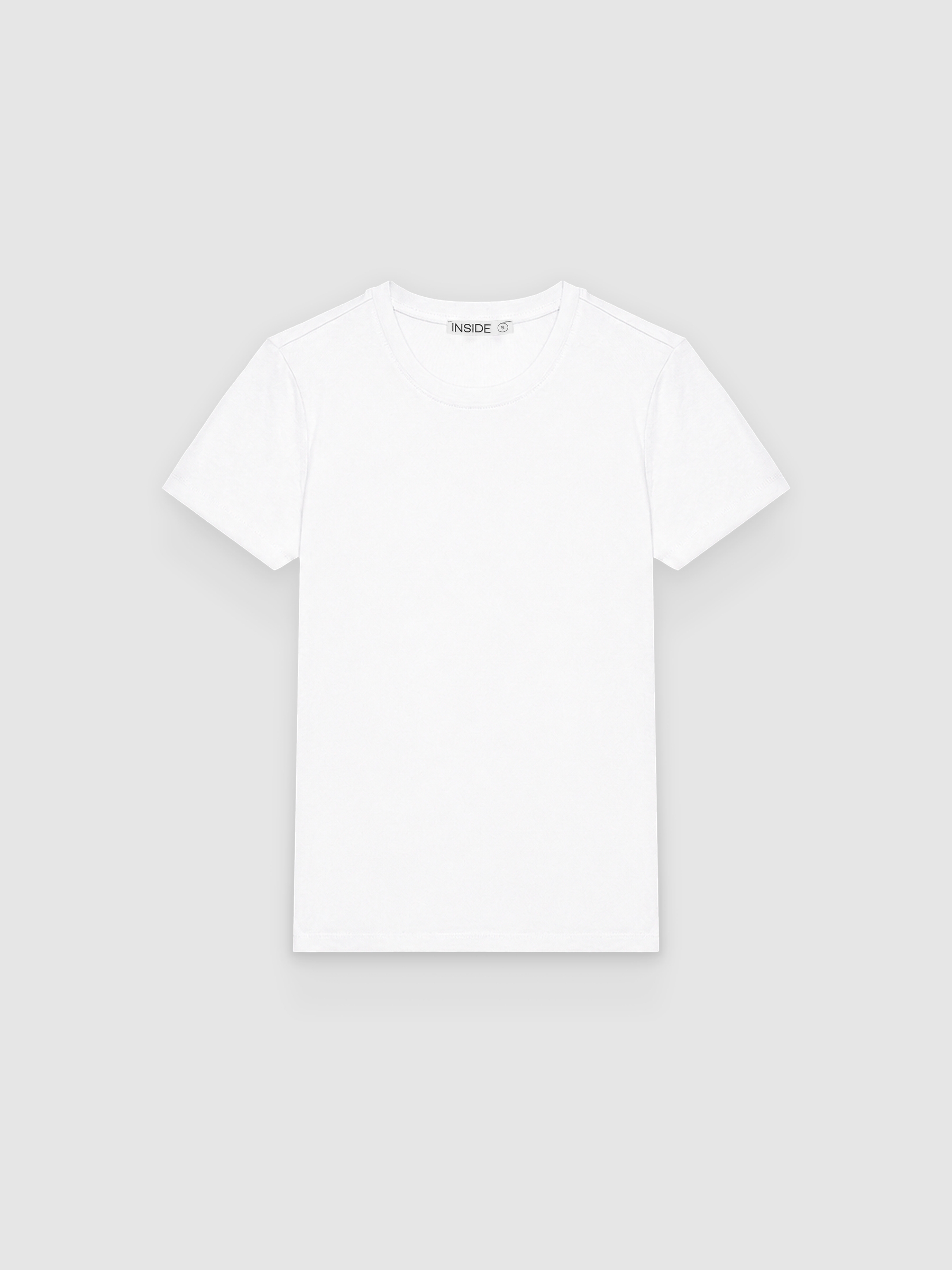 Basic cotton regular t-shirt white middle front view