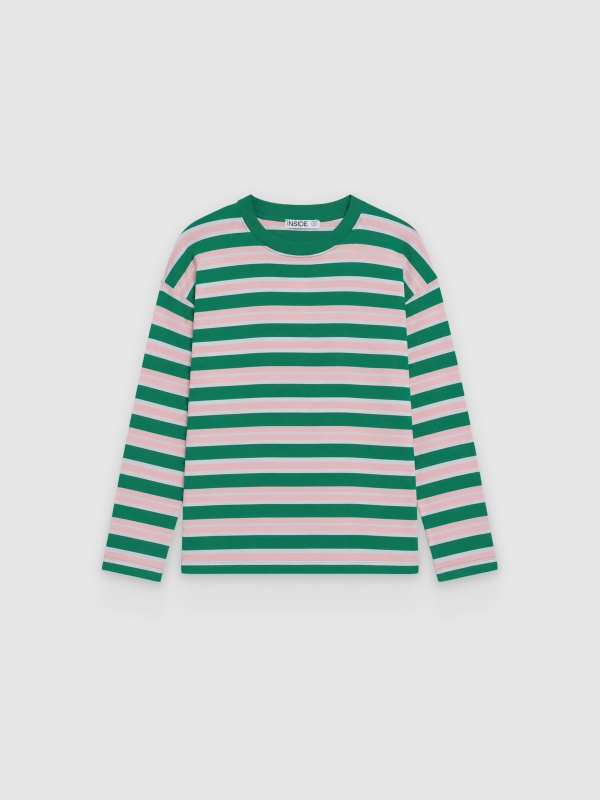  Oversized striped T-shirt green front view
