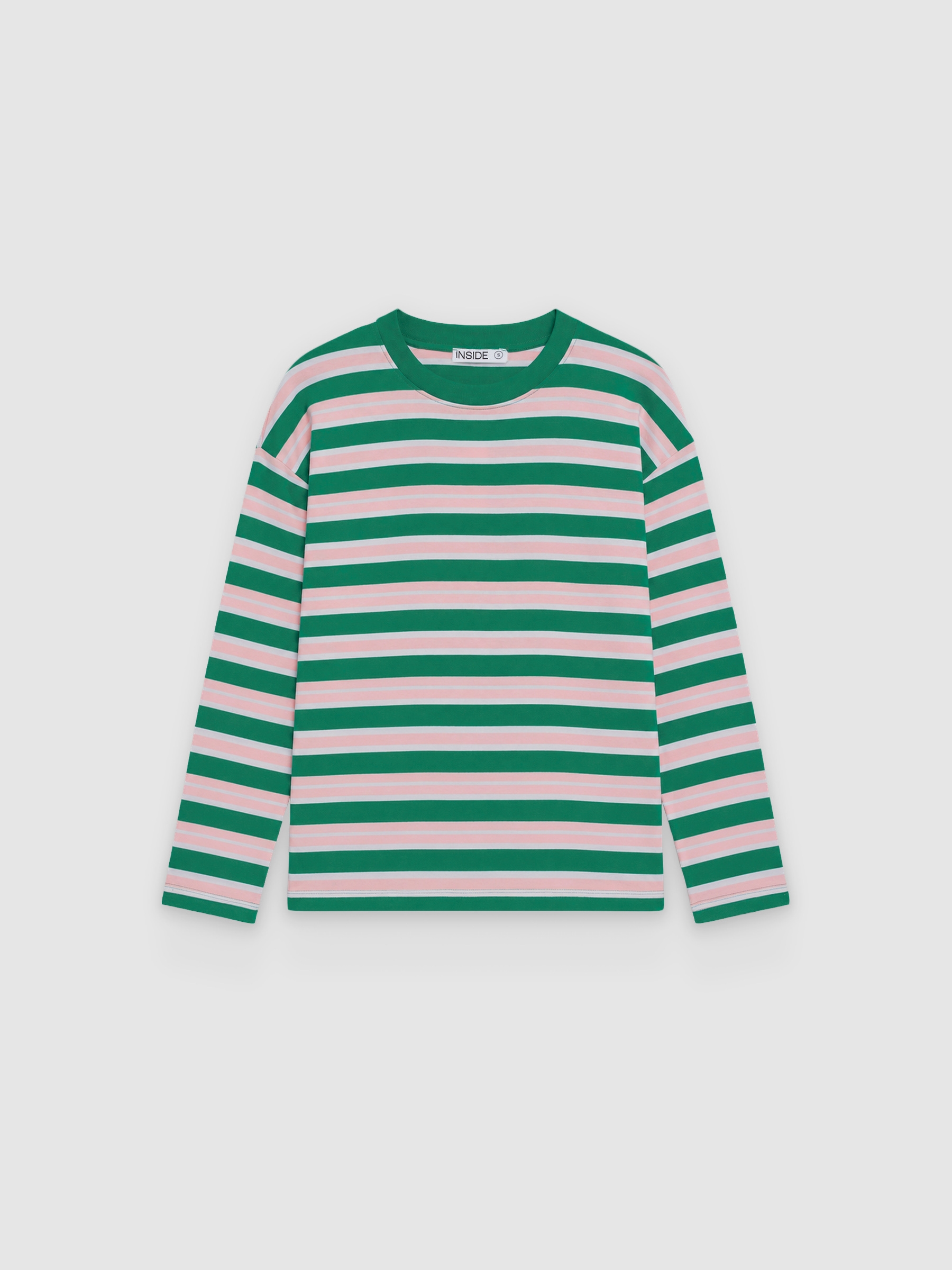 Oversized striped T-shirt green middle front view