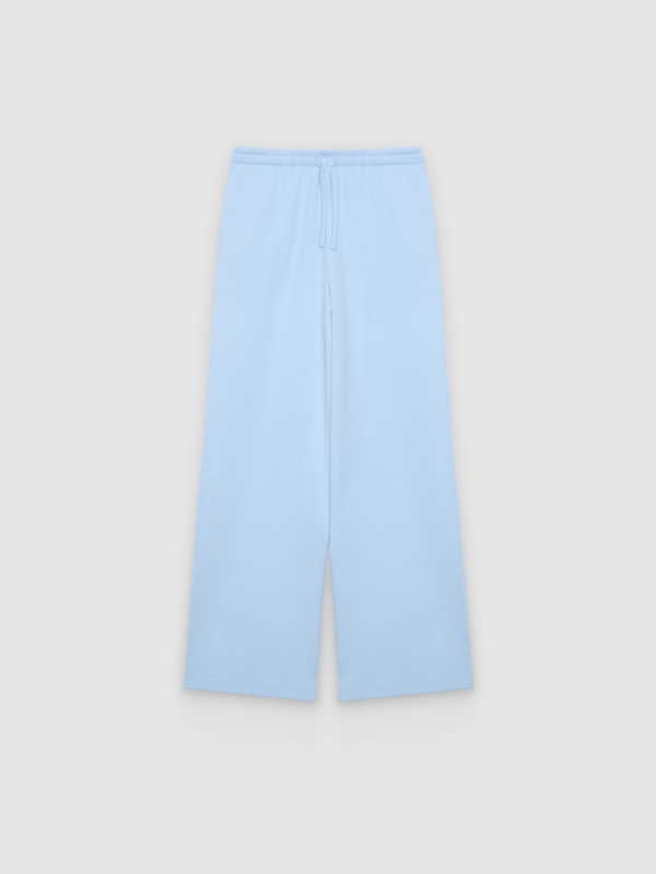  Plain high-waisted fleece sweatpants light blue front view