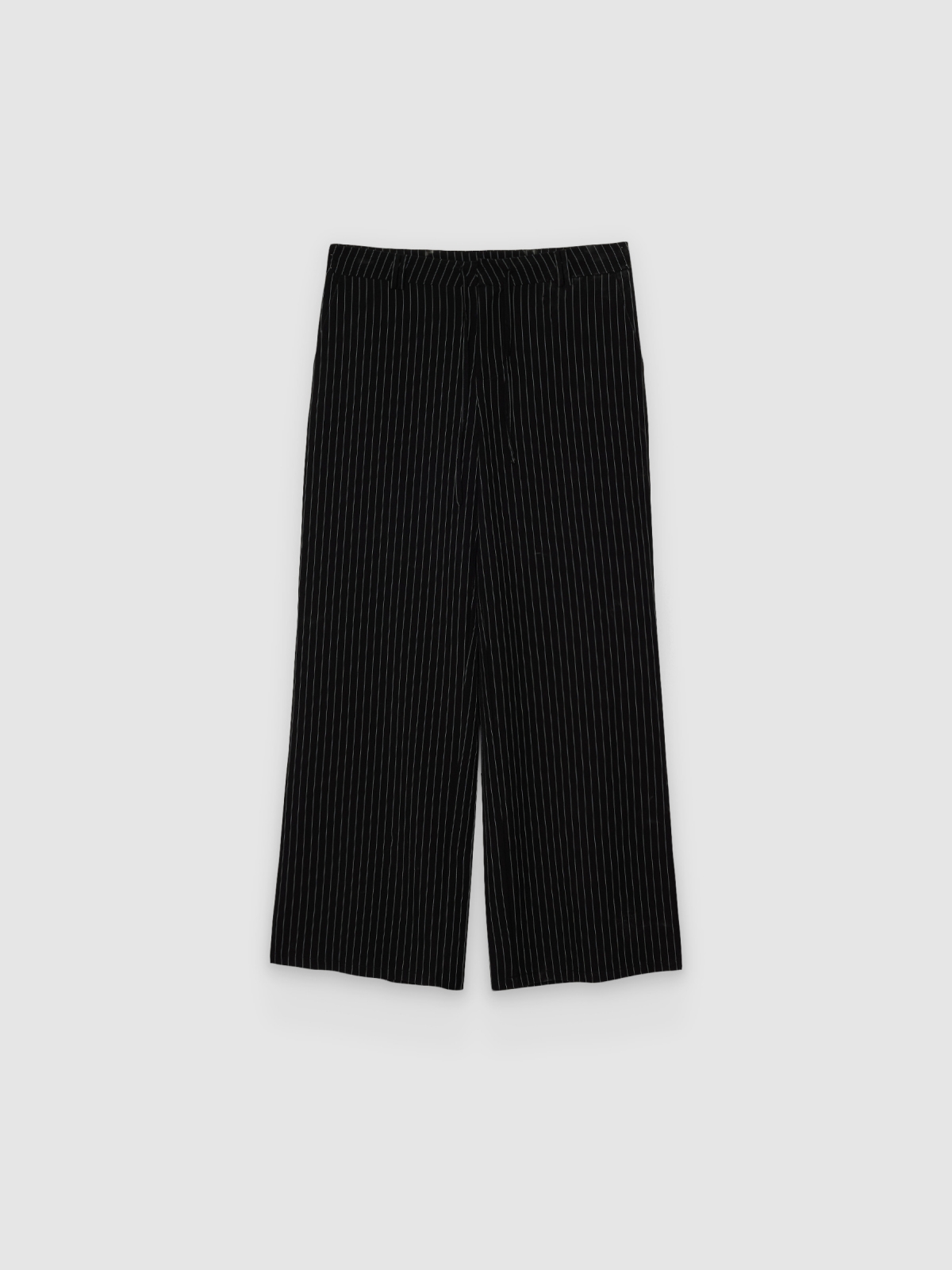 %Pto% Flowy pinstripe pants black front view