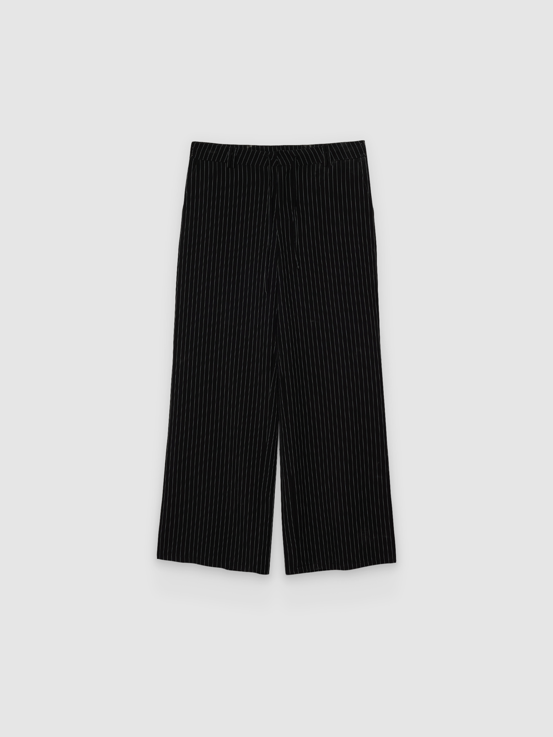  Flowy pinstripe pants black front view