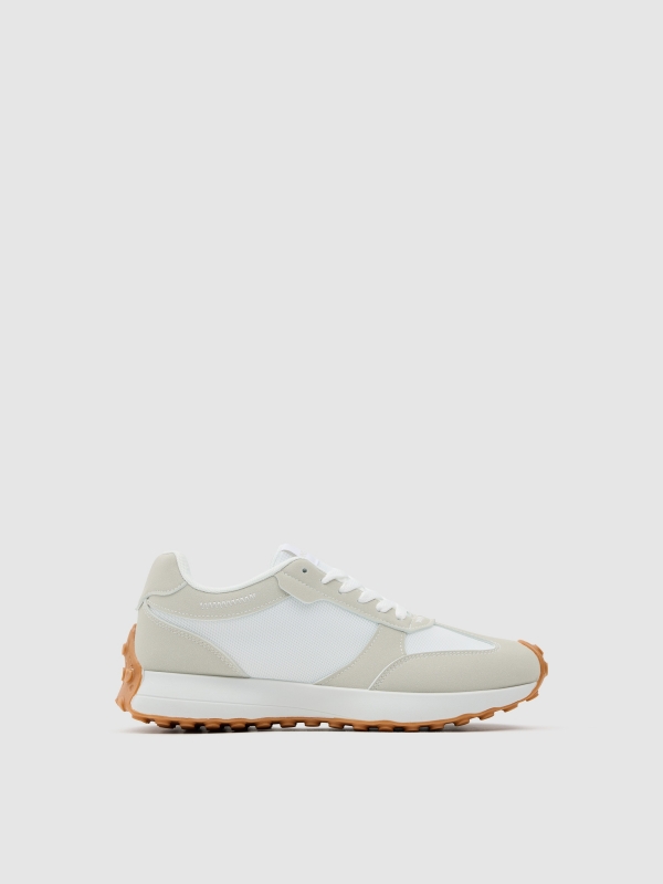 Nylon and rubber running shoes white
