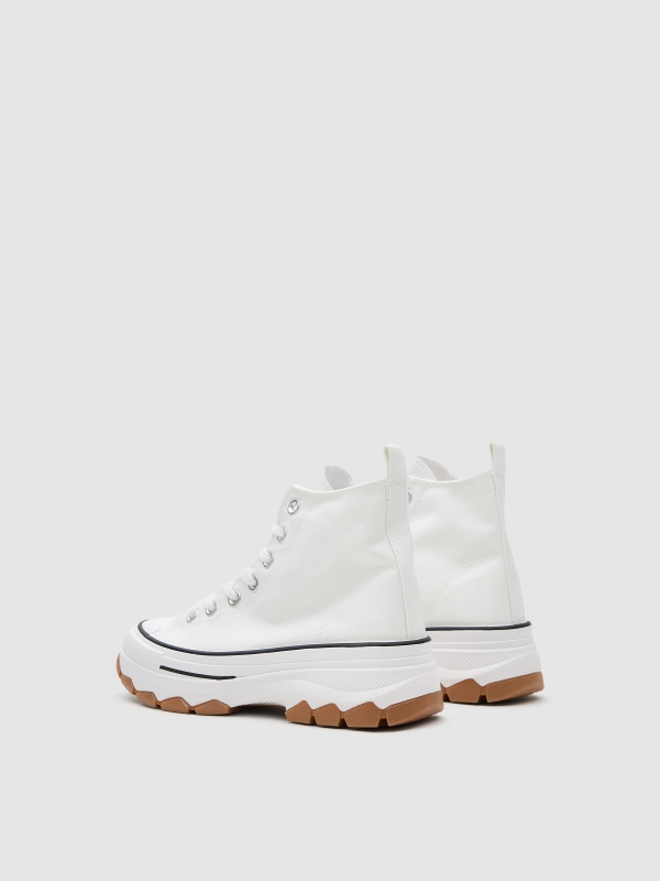 White canvas sneaker boot white 45º back view