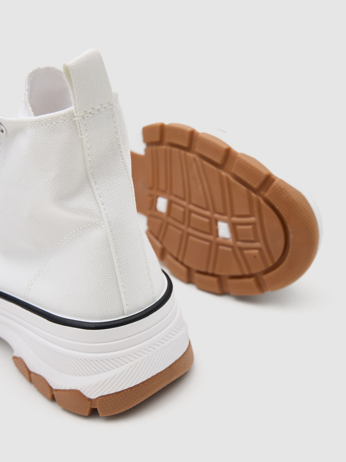 White canvas sneaker boot white detail view