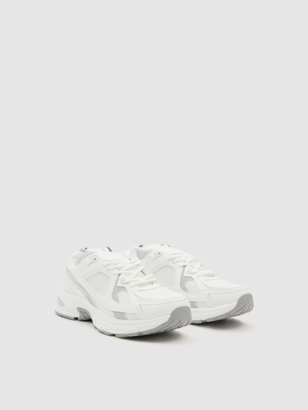 White low-top running shoe white 45º front view