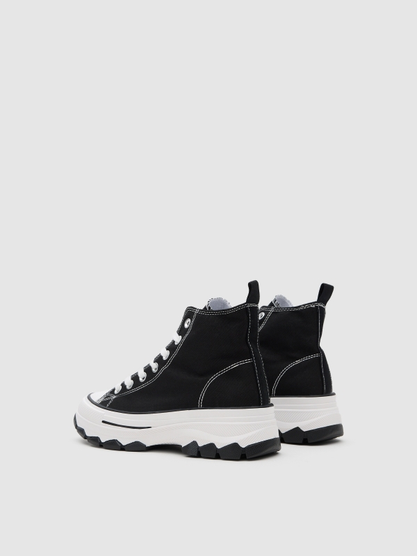 Canvas sports boot black 45º back view