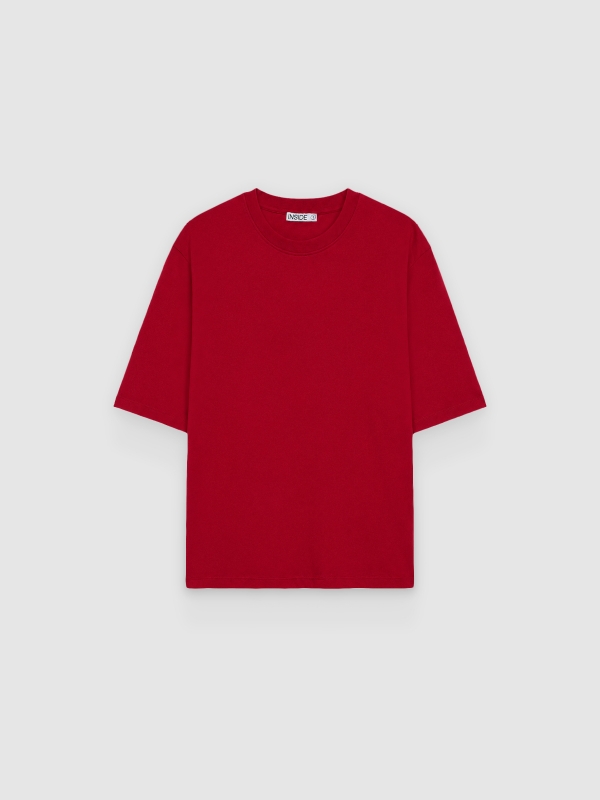  Basic plain oversized T-shirt carmine front view