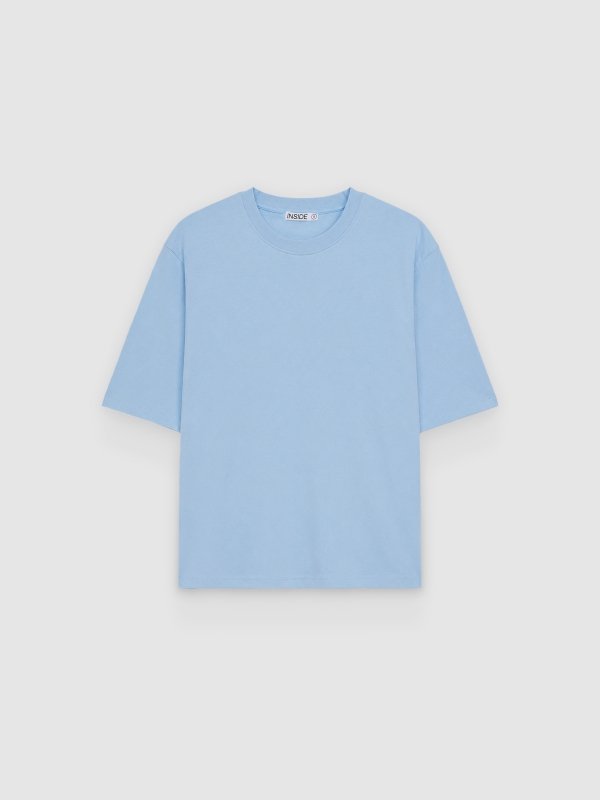  Camiseta oversize básica lisa azul claro vista frontal