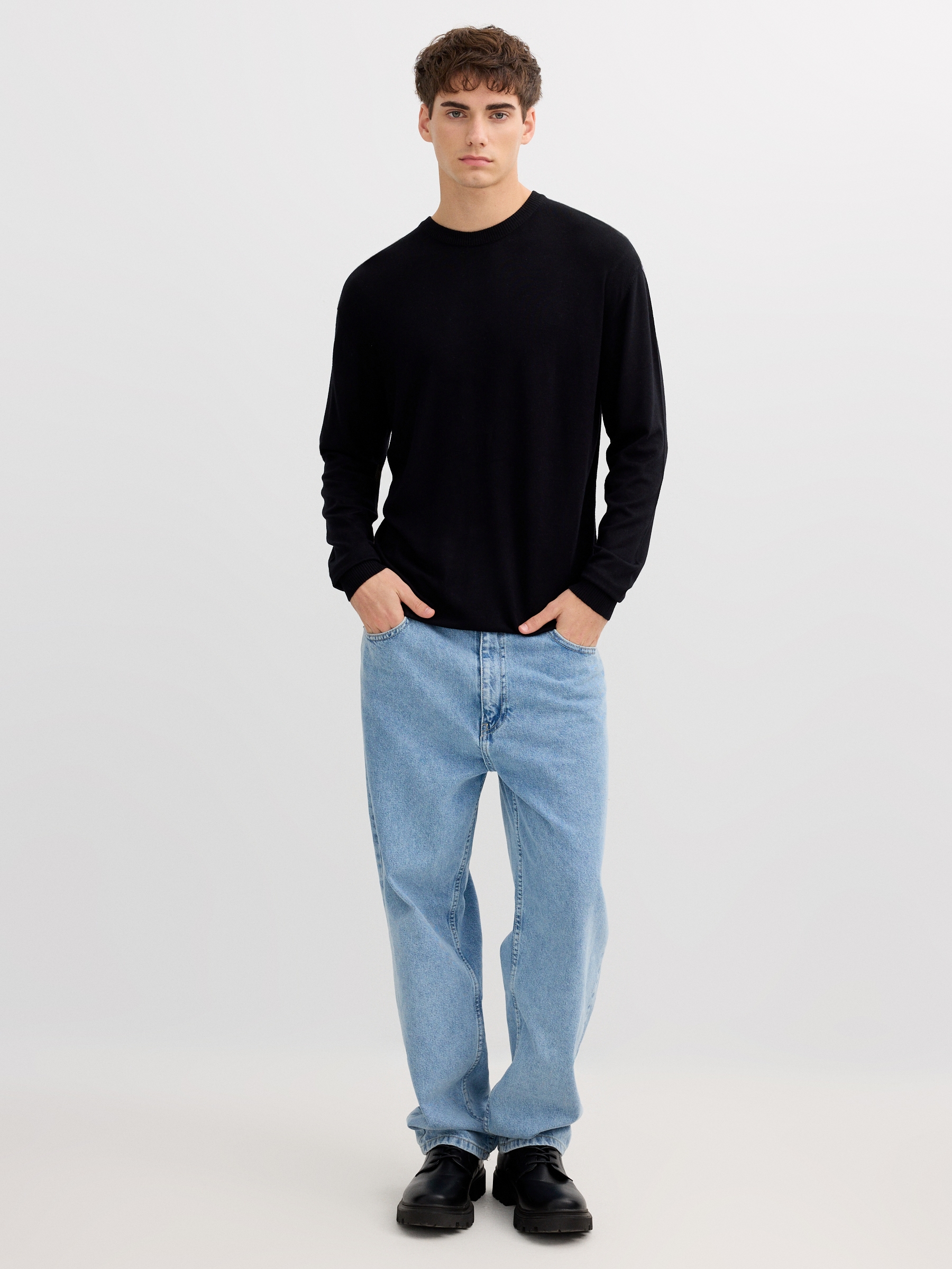 Jeans Baggy Denim azul vista geral frontal