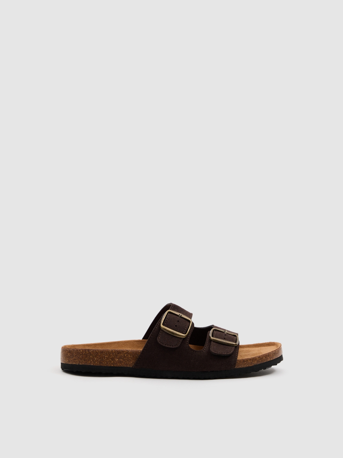 Open sandal buckles brown