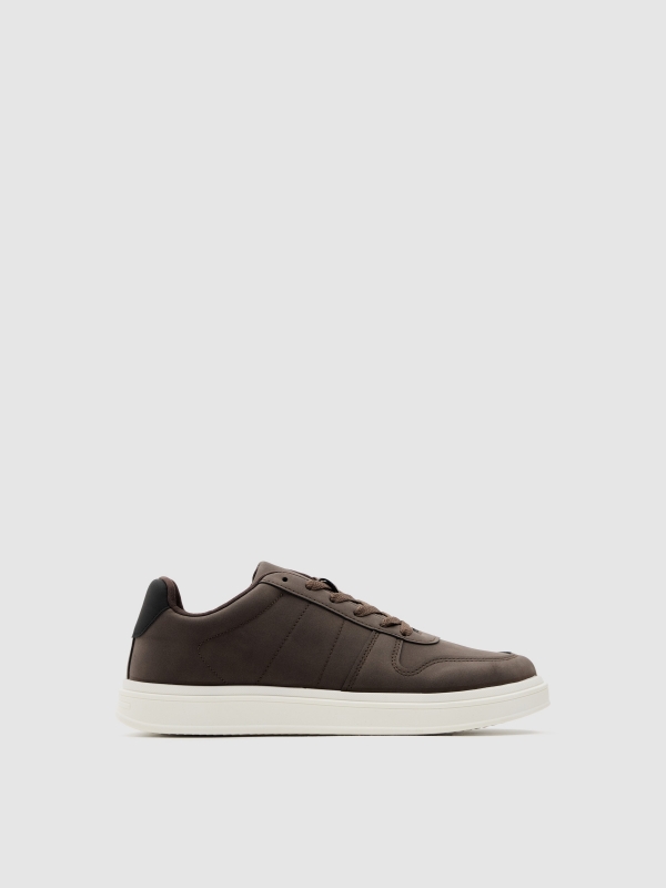 Brown faux leather casual sneaker brown