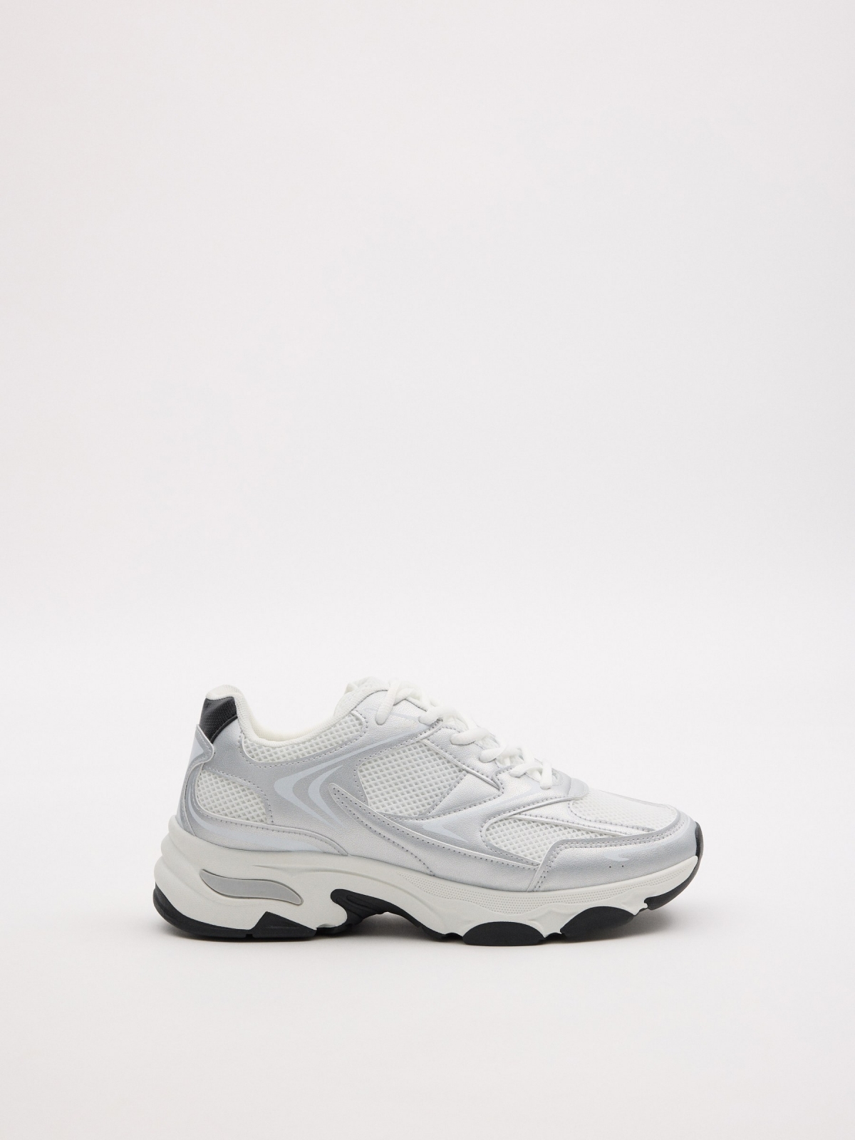 Tênis de corrida combinado metalizado branco