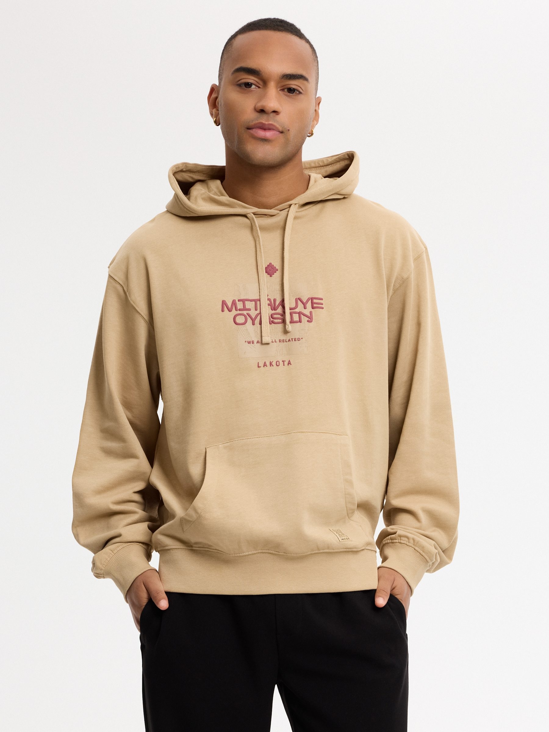 Sudadera con capucha lakota beige vista media frontal