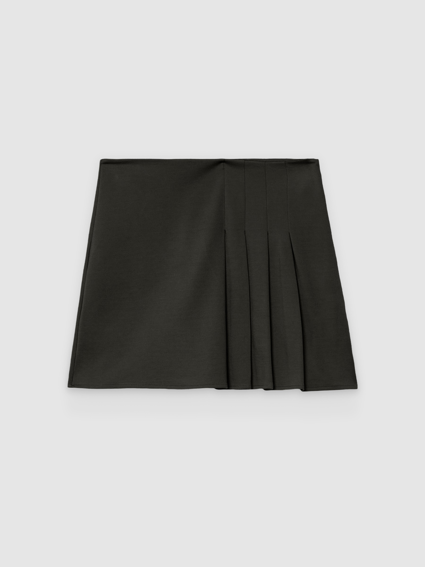 %Pto% Mini skirt in ponte roma with pleats chocolate front view