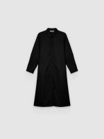 %Pto% Vestido camisero midi liso fluido negro vista frontal