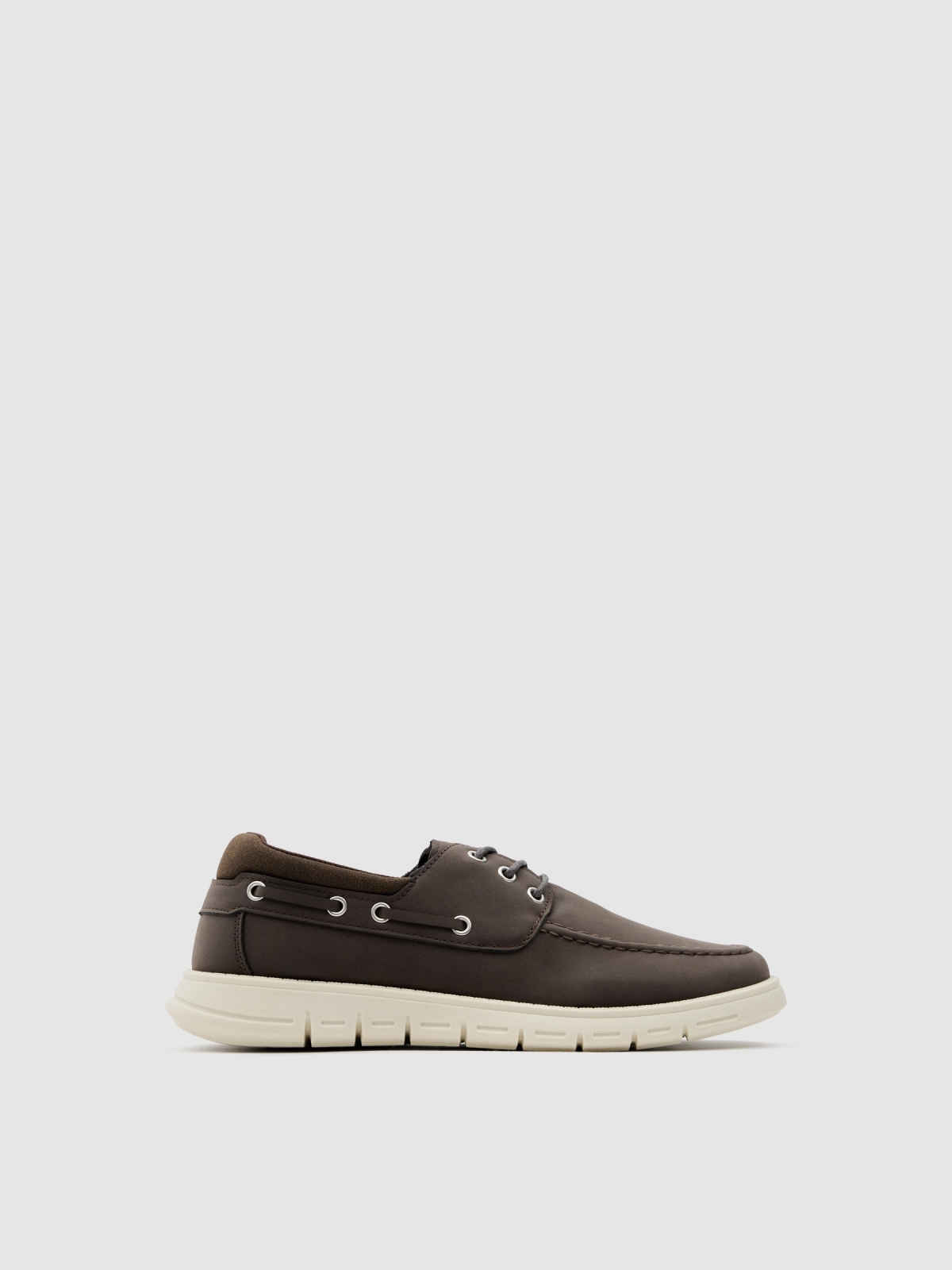 Nautical shoe faux leather rubber brown