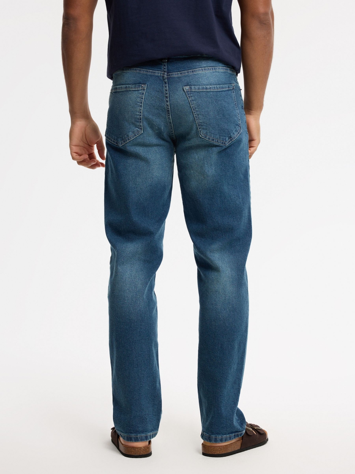 Jeans slim azul marino azul oscuro vista media trasera