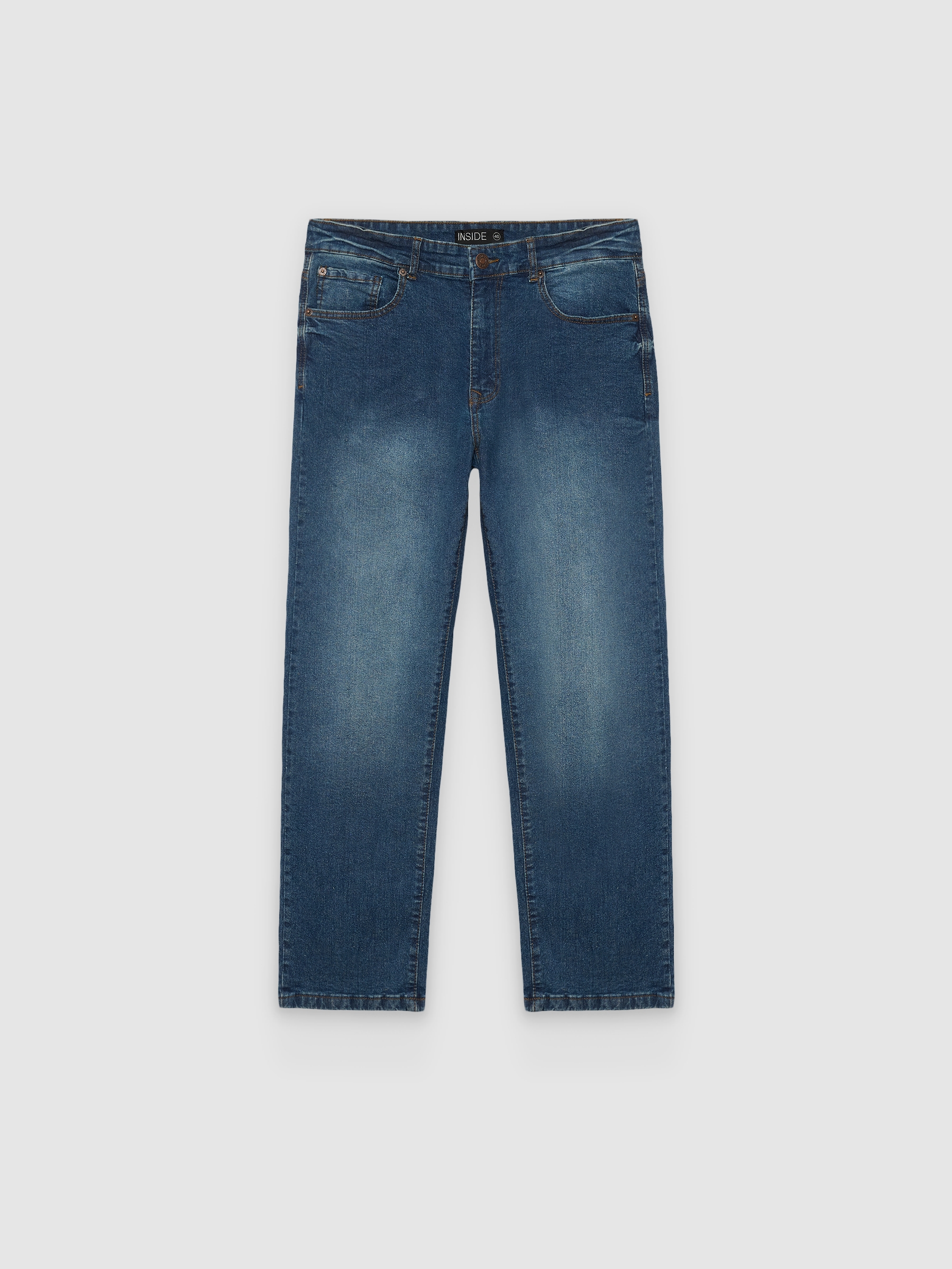 Jeans regular básicas azul escuro vista geral frontal
