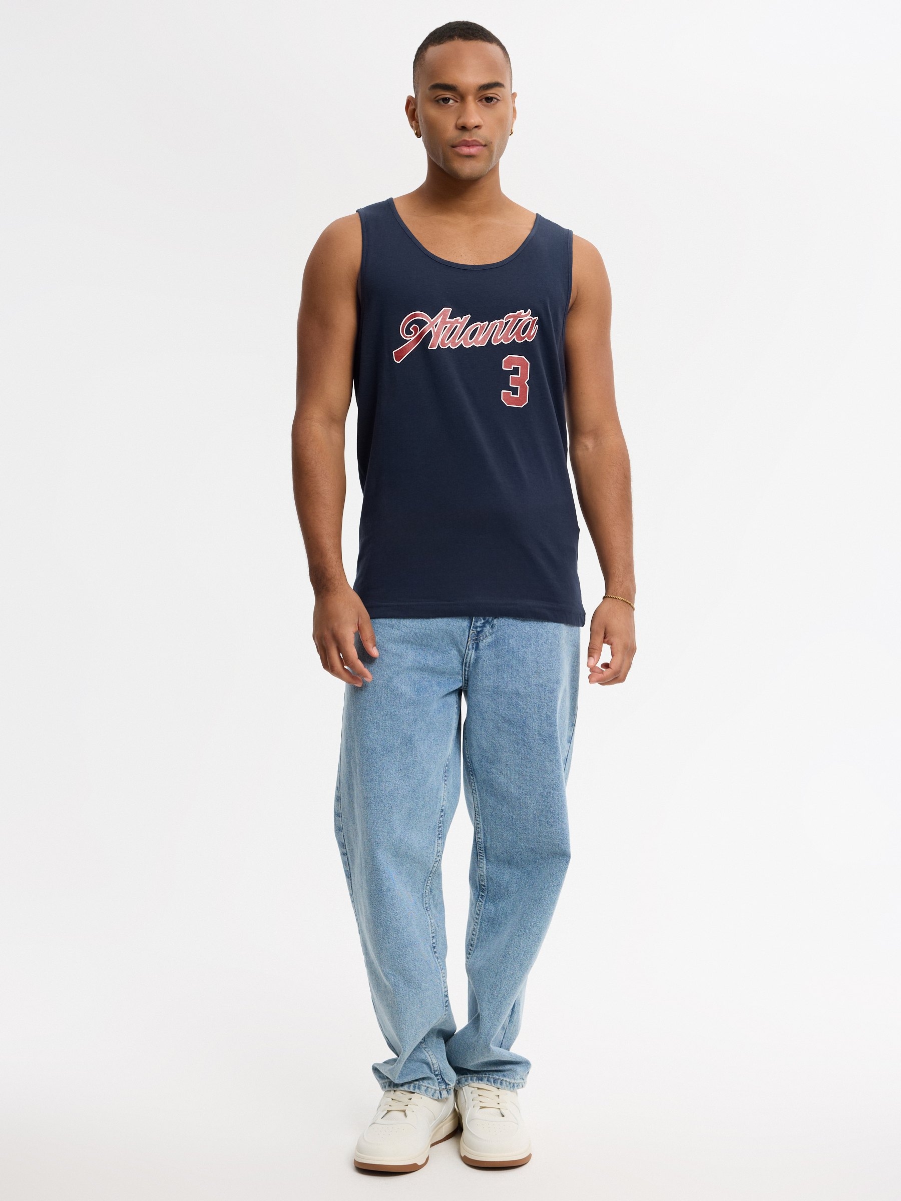 Atlanta tank top navy middle front view