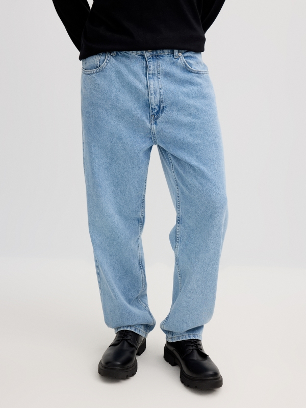 Jeans Baggy Denim azul vista meia frontal