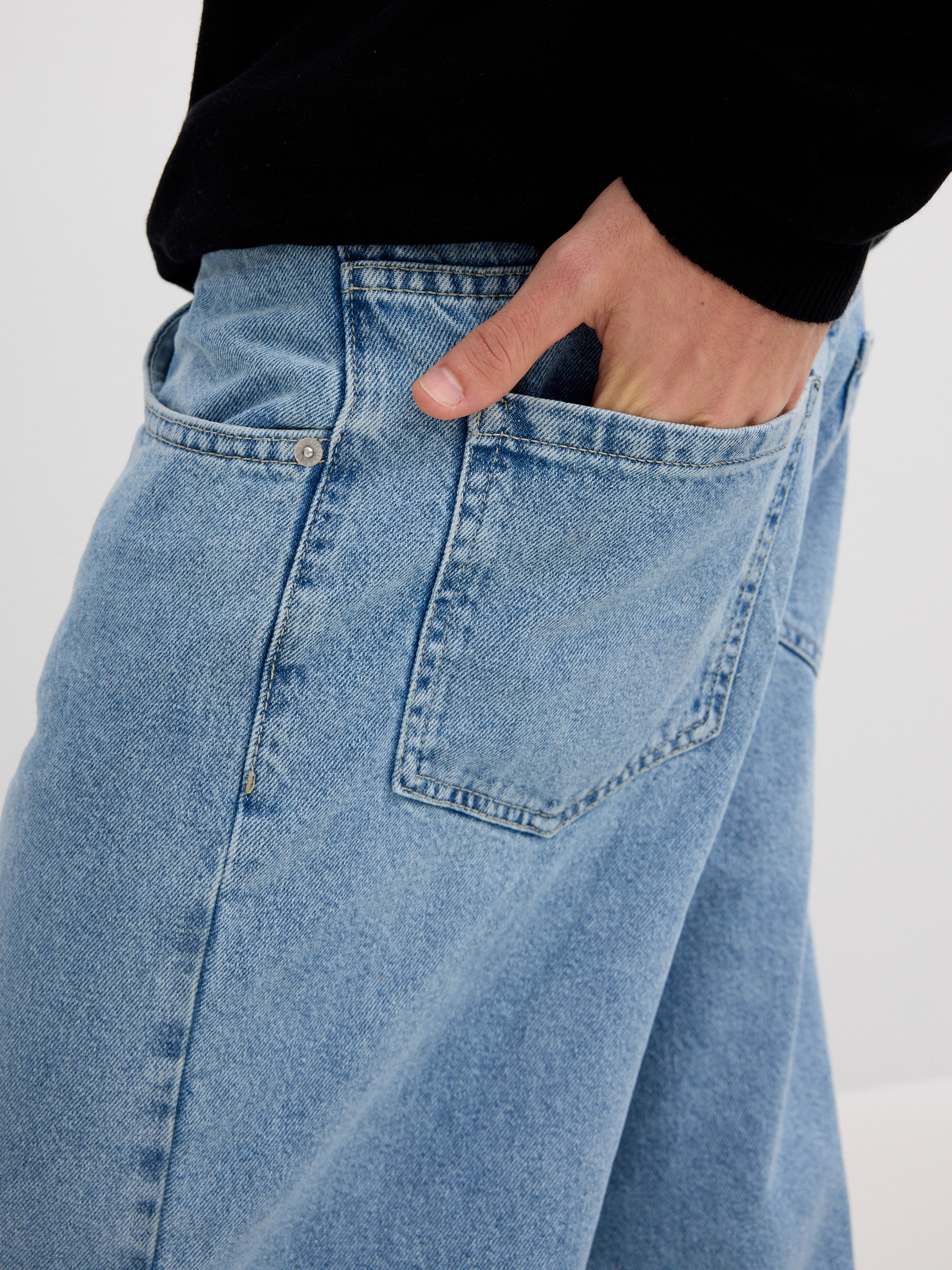 Jeans Baggy Denim azul vista geral frontal