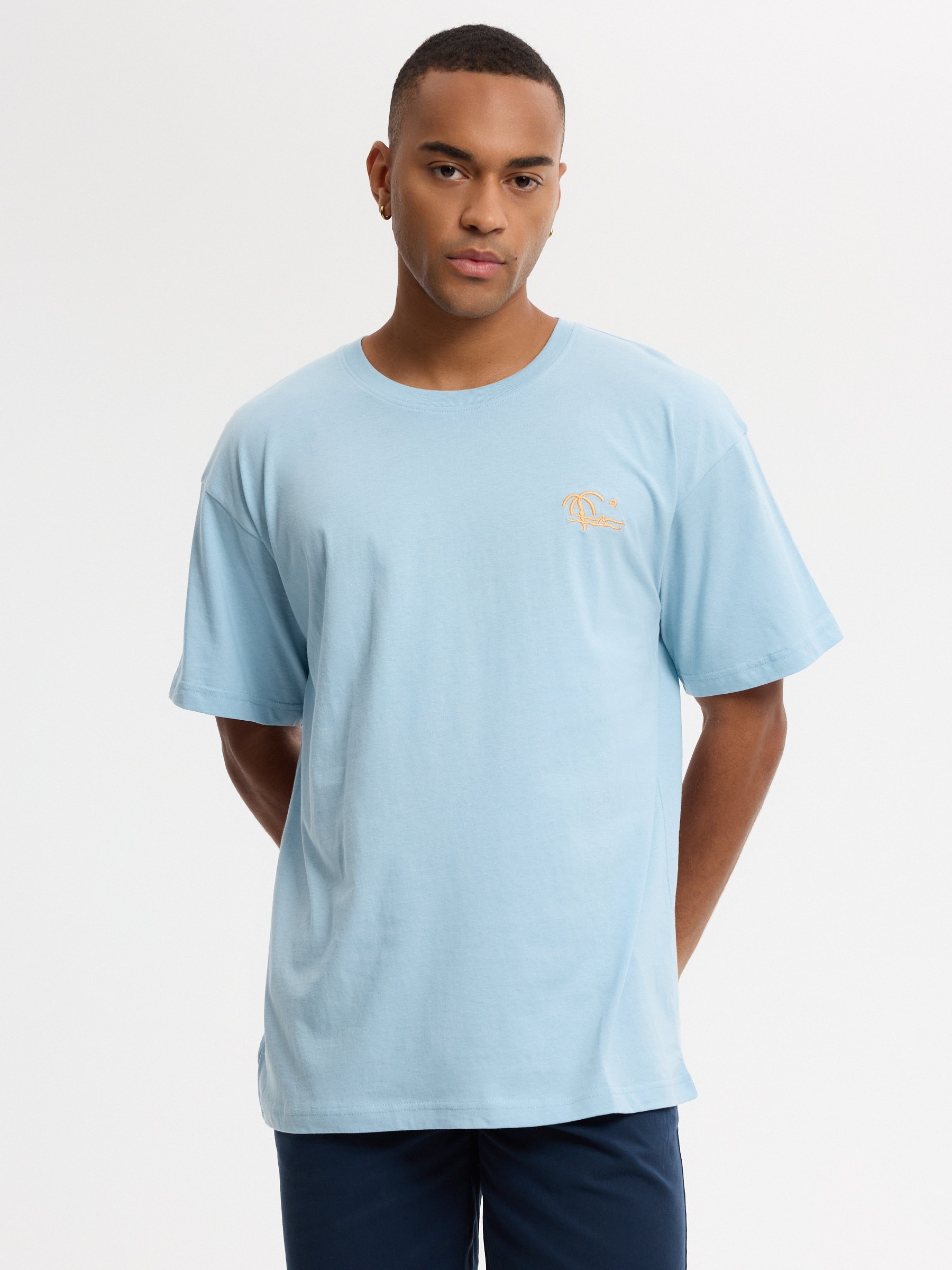 Camiseta mini print playa azul vista media frontal